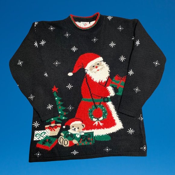 Nutcracker Sweaters - Vintage Nutcracker Ugly Santa Christmas Acrylic Lurex Sweater Size M